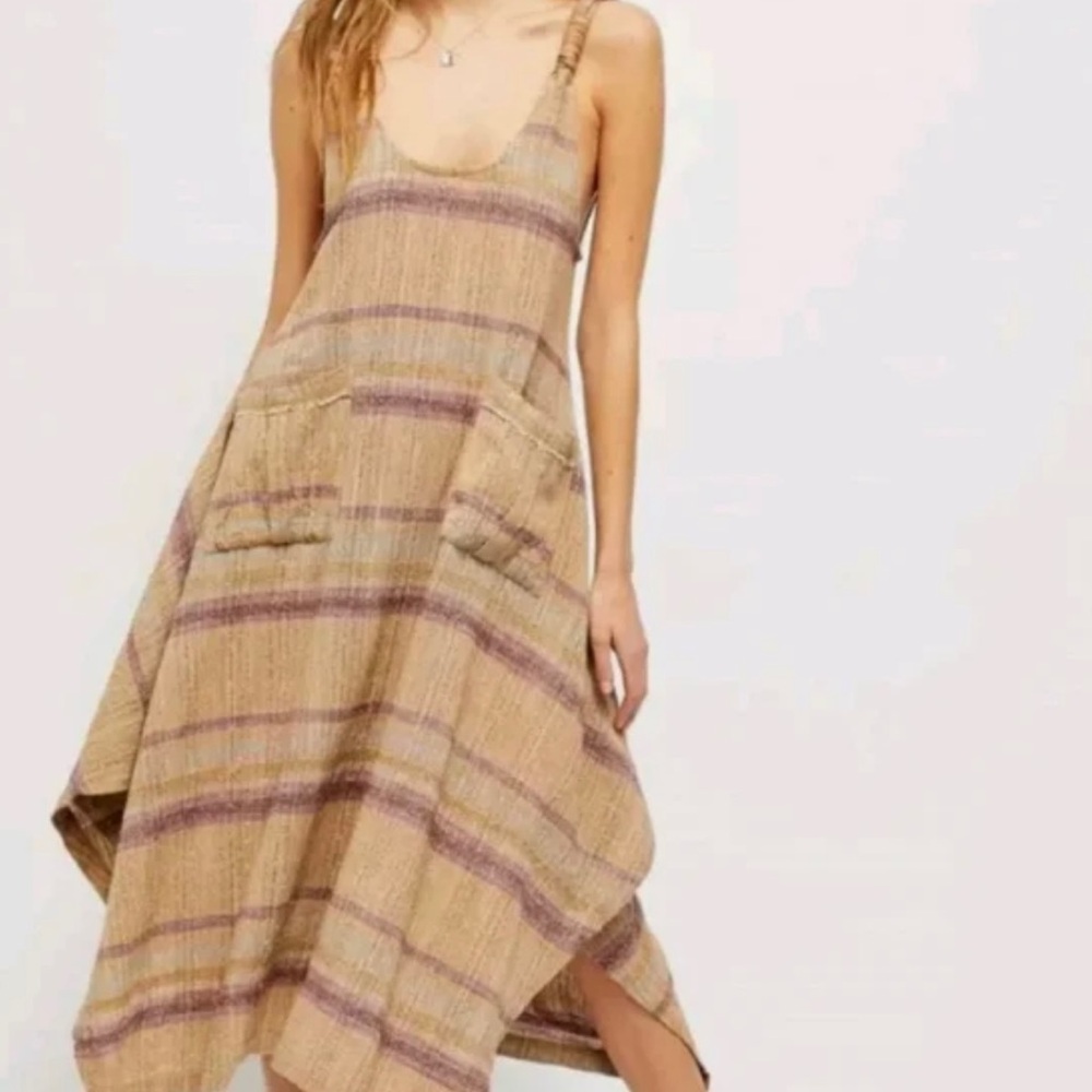 NWT Free People Harper Dress, Mustard Combo, XSmall